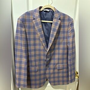 Kilburne & Finch Purple Lavender Orange White Plaid High End Sports Coat 44R
